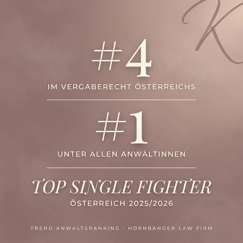 Zahlen aus dem TREND-Ranking: Rang 4 im Vergaberecht, Rang 1 unter Anwältinnen, Top Single Fighter